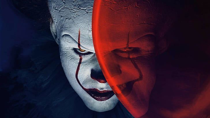 Bill Skarsgård, Clowns, Gesicht, IT, Filme, Pennywise, HD-Hintergrundbild