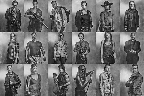 The Walking Dead cast collage, сериалът, героите, The Walking Dead, HD тапет HD wallpaper