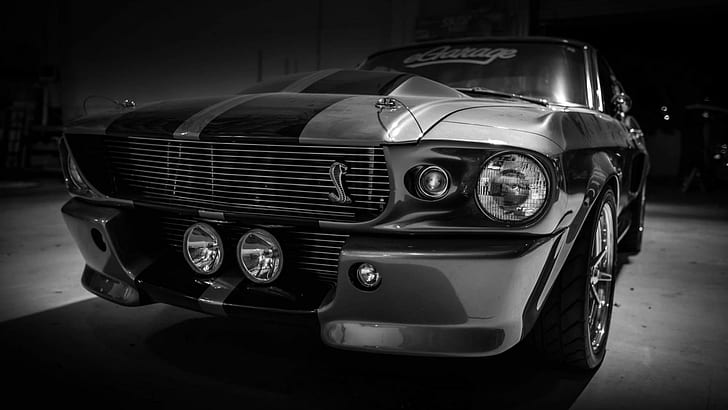 Ford, Ford Mustang, Shelby, car, monochrome, vehicle, HD wallpaper