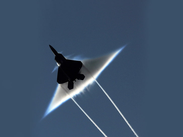 black jet plane illustration, fighter, sound, over, HD wallpaper