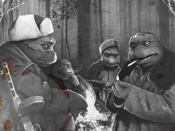 Teenage Mutant Ninja Turtle poster, Teenage Mutant Ninja Turtles, war, HD wallpaper