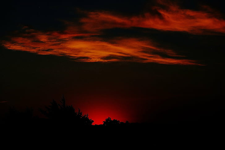 black and red dawn scene, Beautiful Day, black, red dawn, scene, sky, sunset, sunrise, sun, clouds, nebraska, beatrice, nature, dusk, HD wallpaper