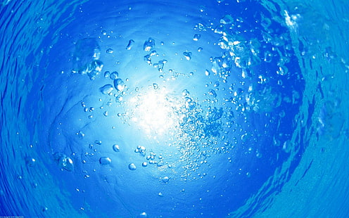 Gelembung Biru Bawah Laut HD, alam, biru, bawah air, gelembung, Wallpaper HD HD wallpaper