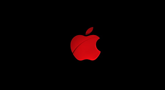 Apple, красный логотип Apple, компьютеры, Mac, черный, HD обои HD wallpaper