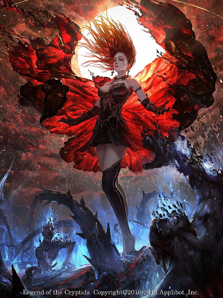 female mythical creature digital wallpaper, anime girls, wings, HD wallpaper