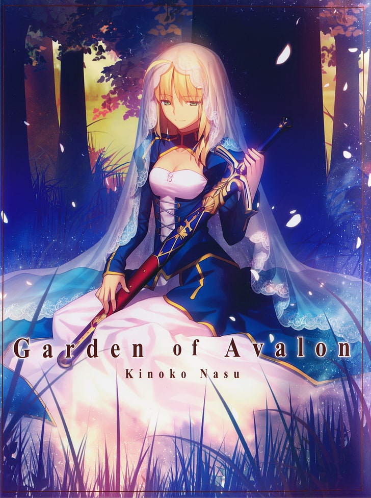 ปก Garden of Avalon, Fate Series, Saber, วอลล์เปเปอร์ HD, วอลเปเปอร์โทรศัพท์