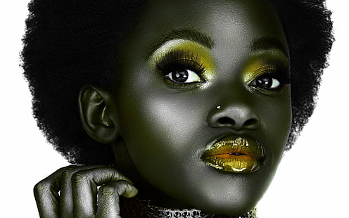 woman's face, black, face, girl, make-up, creative, model, HD wallpaper HD wallpaper