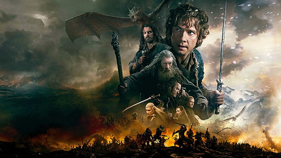 aventure, armées, bataille, fantaisie, cinq, hobbit, seigneur, lotr, bagues, Fond d'écran HD HD wallpaper