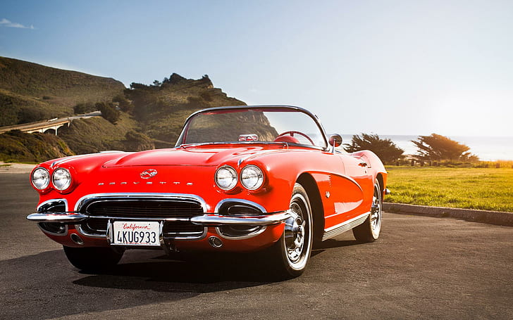 1962 Chevrolet Corvette, kırmızı Cabrio coupe, araba, 1920x1200, chevrolet, chevrolet corvette, HD masaüstü duvar kağıdı