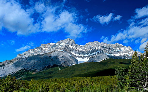 ภูเขาคาสเคด, อุทยานแห่งชาติแบมฟ์, อัลเบอร์ตา, แคนาดา, ป่า, น้ำตก, ภูเขา, แบมฟ์, อุทยานแห่งชาติ, อัลเบอร์ตา, แคนาดา, ป่า, วอลล์เปเปอร์ HD HD wallpaper