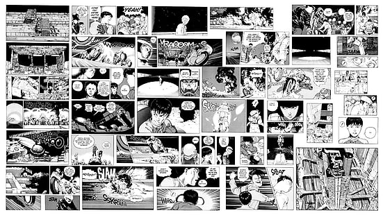 manga illustration, Akira, manga, anime, monokrom, översatt, HD tapet HD wallpaper