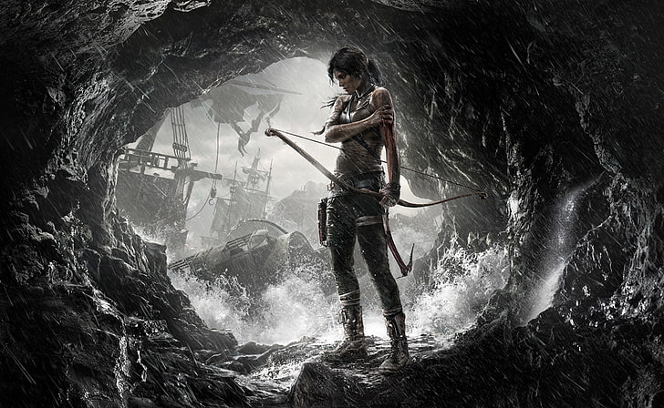 Tomb Raider Lara Croft 2013, Lara Croft-Plakat, Spiele, Tomb Raider, Höhle, Videospiel, Lara Croft, Konzeptkunst, 2013, HD-Hintergrundbild