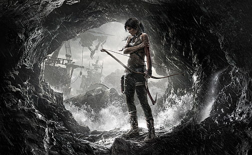 Tomb Raider Lara Croft 2013, Lara Croft-Plakat, Spiele, Tomb Raider, Höhle, Videospiel, Lara Croft, Konzeptkunst, 2013, HD-Hintergrundbild HD wallpaper