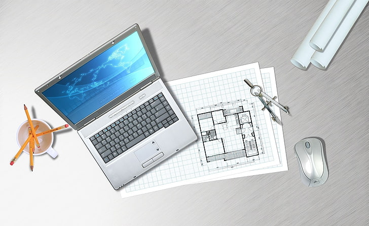 Architectural Plan, silver laptop computer, Architecture, Plan, architectural, HD wallpaper