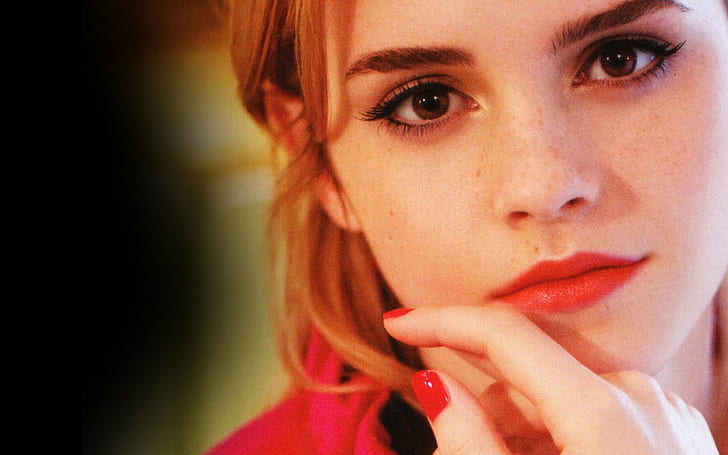 Emma Watson, cara, actriz, mujer, modelo, celebridad, uñas pintadas, Fondo de pantalla HD