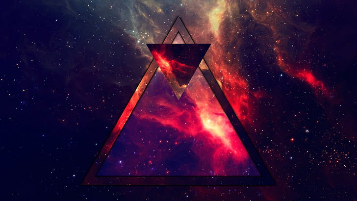 segitiga dengan wallpaper nebula, segitiga, abstrak, ruang, Wallpaper HD