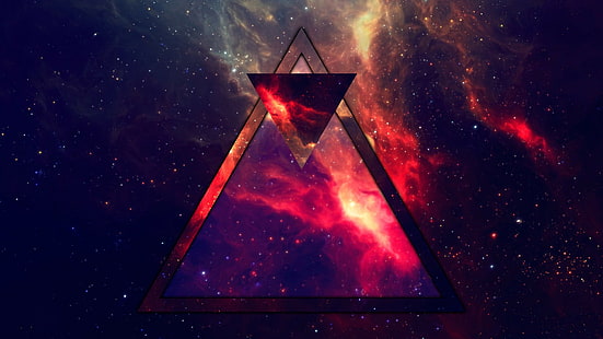 segitiga dengan wallpaper nebula, segitiga, abstrak, ruang, Wallpaper HD HD wallpaper