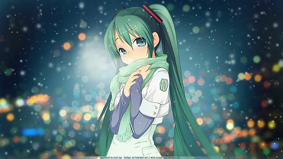 ragazza con i capelli verdi display animato sfondo, anime, anime girls, Sfondo HD HD wallpaper