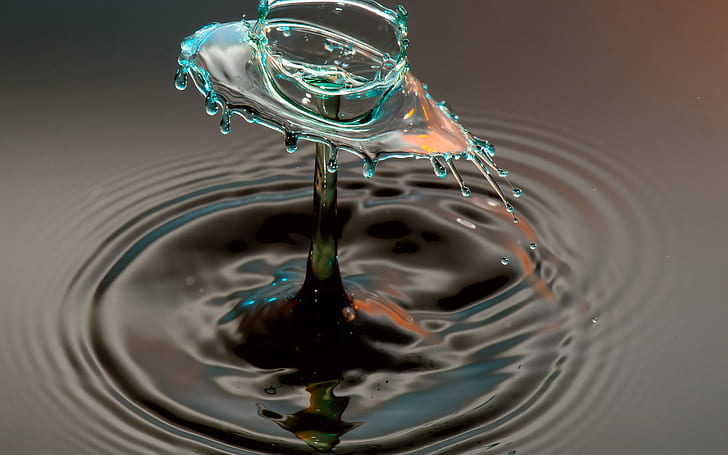 دفقة ماء ، تصوير قطرة ماء ، ماء ، طرطشة ، سائل، خلفية HD