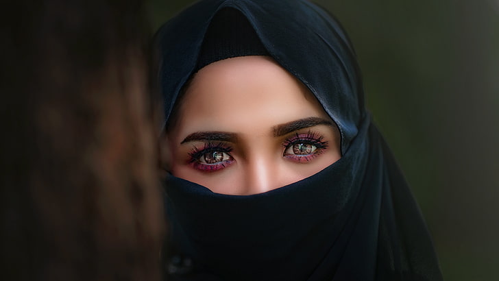 face, girl, eye, beauty, chador, woman, HD wallpaper