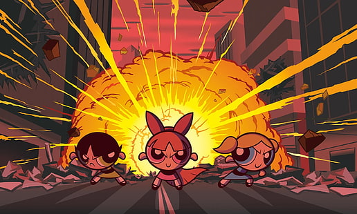 Meninas Superpoderosas, desenho animado, Cartoon Network, explosão, HD papel de parede HD wallpaper