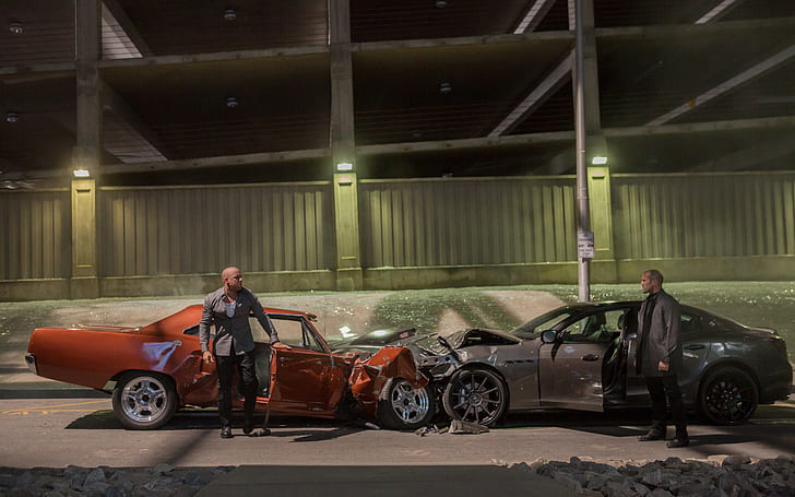 Fast And Furious 7-olycka, 7 Fast and Furious, Vin Diesel, Jason Staten, olycka, HD tapet