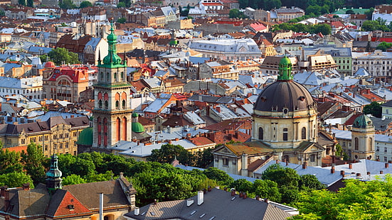 castelo alto de lviv, paisagem urbana, subúrbio, ucrânia, lemberg, HD papel de parede HD wallpaper