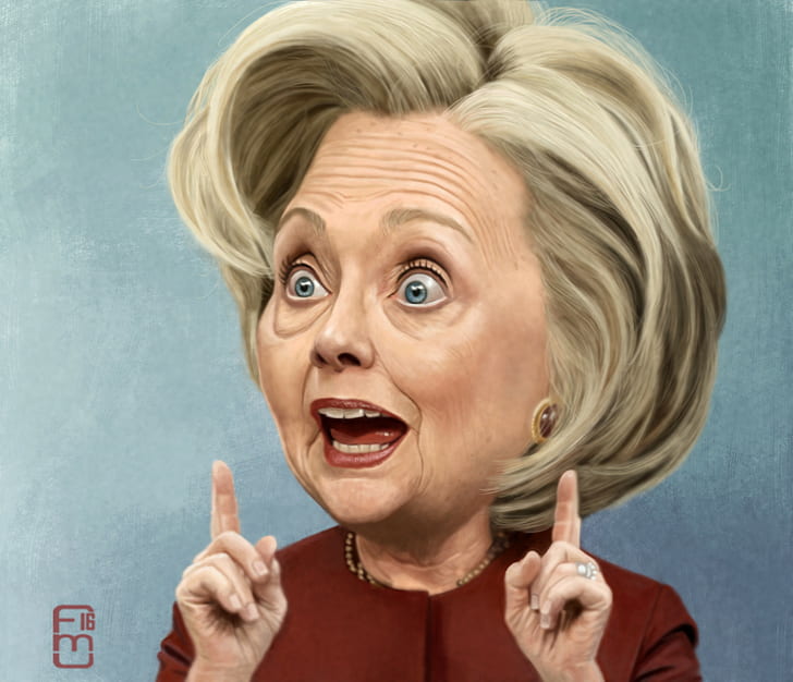道化、似顔絵、嘆かわしい、顔、ヒラリー・クリントン、女性、 HDデスクトップの壁紙
