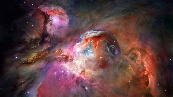przestrzeń kosmiczna, m42, astronomia, messier 42, niebo, nasa, przestrzeń, mgławica Oriona, Hubble, galaktyka, wszechświat, atmosfera, teleskop kosmiczny Hubble'a, 5k, 5k uhd, mgławica, kolor, Tapety HD HD wallpaper
