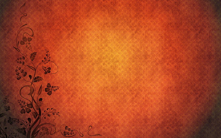 Floral, minimalistic, orange, textures, vintage, patterns, illustration, design, 3d and abstract, HD wallpaper