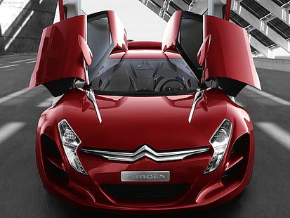 Citroen Concept Car, красный citroen c-metisse, концепт, ситроен, HD обои HD wallpaper