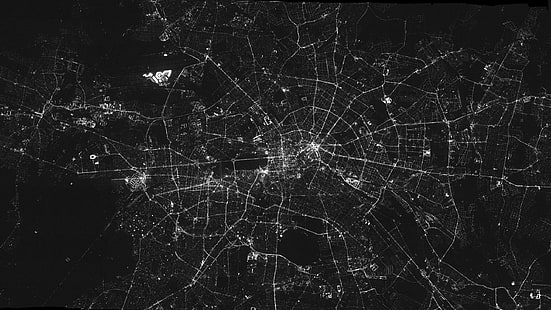 въздушен изглед на града през нощта, Берлин, въздушен изглед, HD тапет HD wallpaper