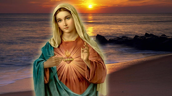 дева Мария, религиозно изкуство, HD тапет HD wallpaper