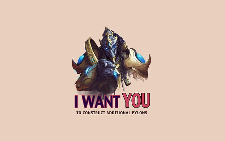 i want you to construct additional pylons text, StarCraft, Starcraft II, Protoss, minimalism, video games, HD wallpaper