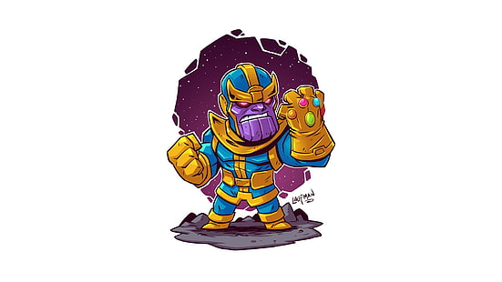 Thanos, simple background, white background, artwork, Marvel Comics, HD wallpaper HD wallpaper