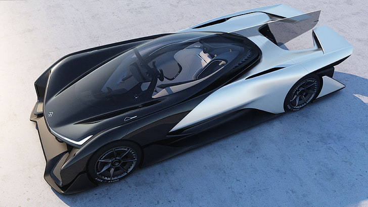 concept car noir et argent, FFZERO1, Faraday Future, Voiture électrique, Meilleures voitures électriques, Fond d'écran HD