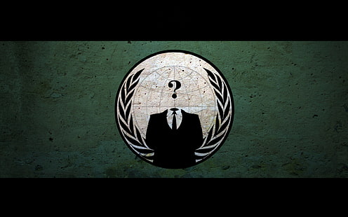 Anonymous logo, Anonymous, grunge, suits, questions, HD wallpaper HD wallpaper