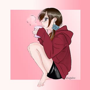 Чизуру Мизухара, аниме девушки, кофе, Канокари, Канодзё, Окаришимасу (Подруга напрокат), HD обои HD wallpaper