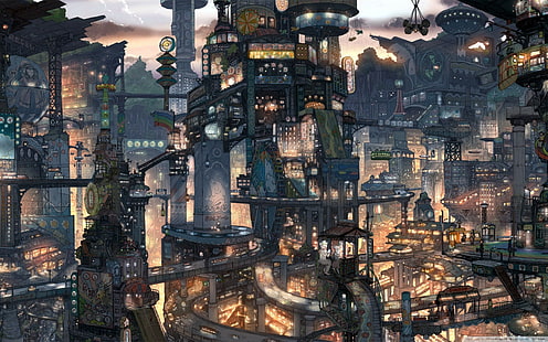 Suicide Sheep, anime, cityscape, Japan, Imperial Boy, fantasy city, HD wallpaper HD wallpaper