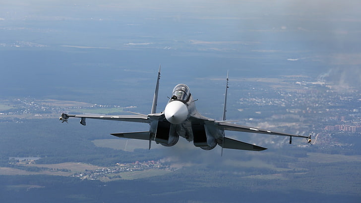 weiße und graue Flugzeuge, Su-27, Flugzeug, Sukhoi Su-27, Militärflugzeuge, Militär, Düsenjäger, HD-Hintergrundbild