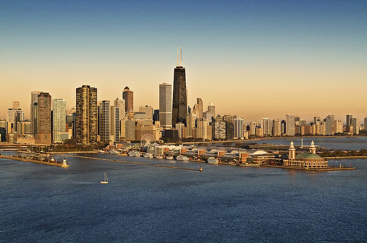 city, the city, skyscrapers, Chicago, USA, Illinois, HD wallpaper