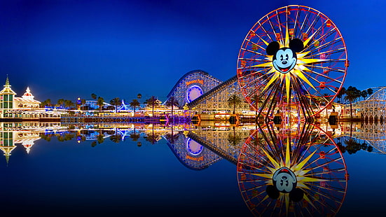 Abenteuer, Unterhaltung, Kalifornien, Achterbahn, Disneyland, Ferris, Spaß, Land, Park, Reflexion, Fahrten, Roller, Rad, HD-Hintergrundbild HD wallpaper