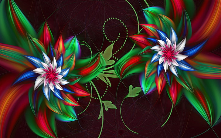 3d, abstract, fractal, flowers, HD wallpaper