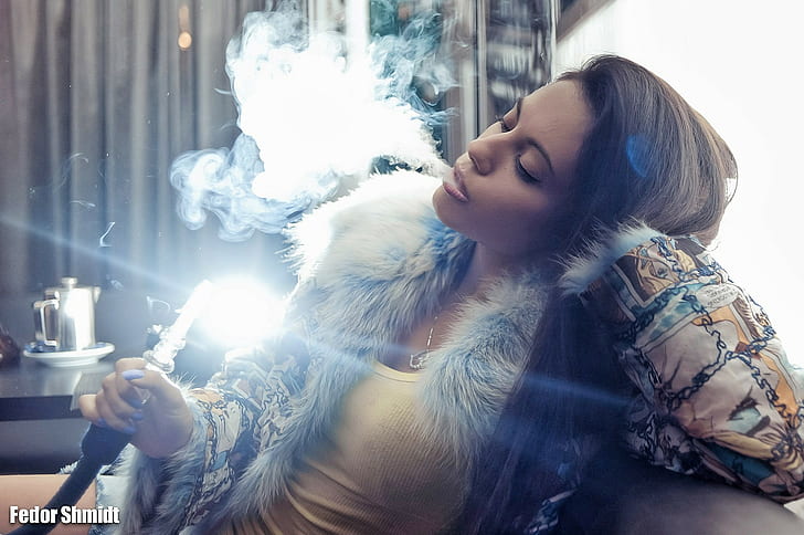 Kvinnor, modell, rökning, bakgrundsbelysning, kvinnor, modell, rökning, bakgrundsbelysning, HD tapet