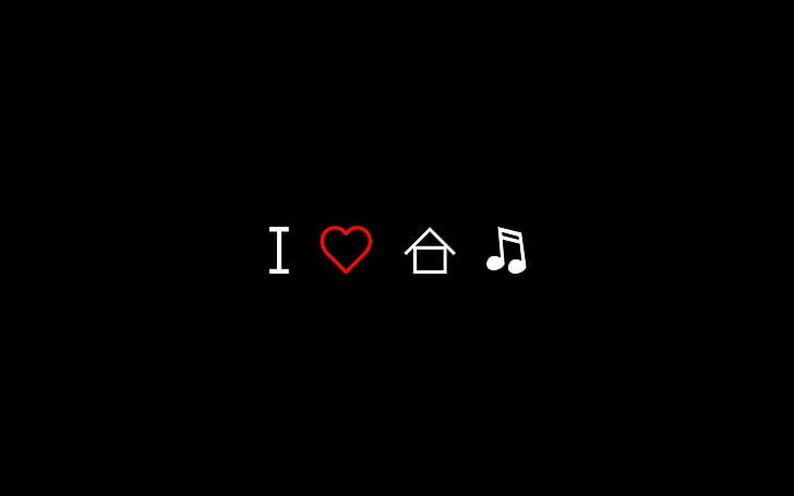 house music, minimalismo, notas musicais, coração, fundo simples, HD papel de parede
