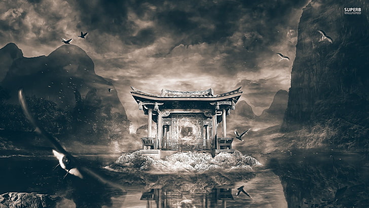 landscape, China, mountains, lake, HD wallpaper