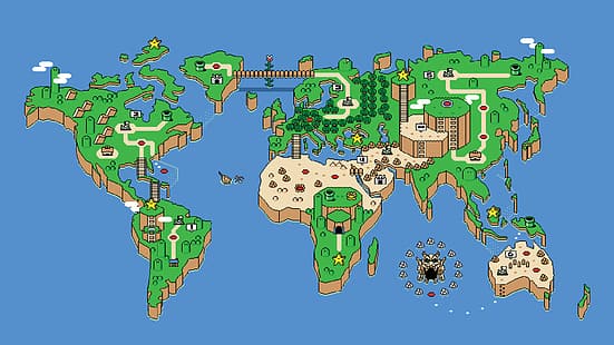mario (serie), Super Mario World, mapa, Fondo de pantalla HD HD wallpaper