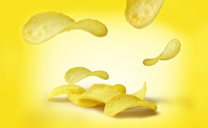 Chips, Food and Drink, Yellow, Crisp, Snack, Food, potato, chips, HD wallpaper