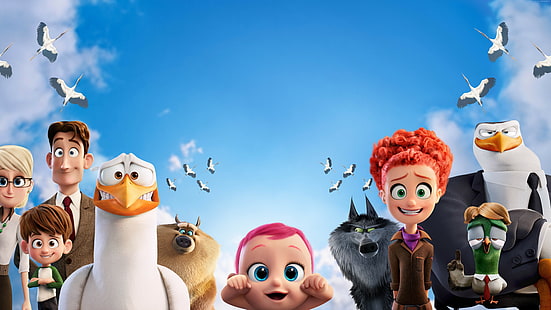 bébé, aigle, loup, cigognes, meilleurs films d'animation de 2016, Fond d'écran HD HD wallpaper