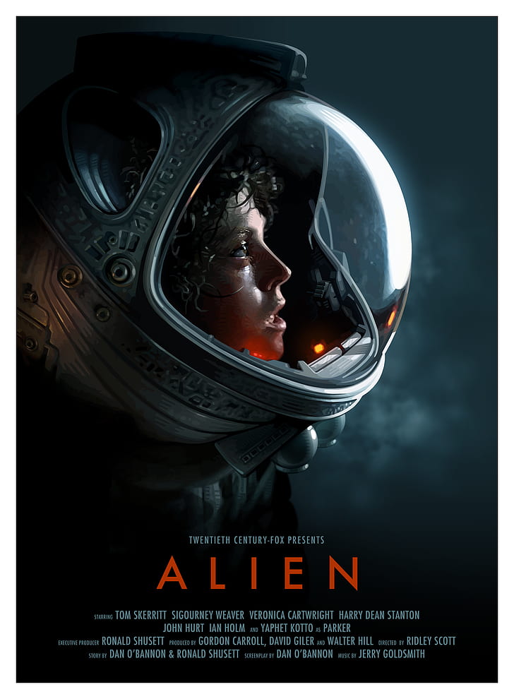 fiksi ilmiah, wanita, poster, Alien (film), Sigourney Weaver, poster film, Wallpaper HD, wallpaper seluler